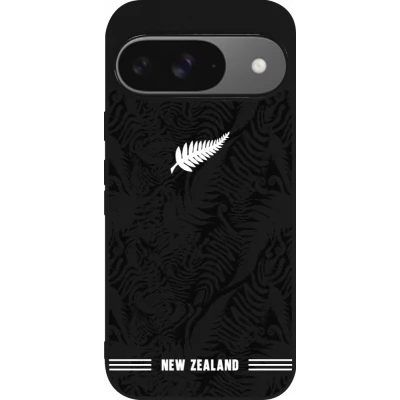 Coque Google Pixel 9 / Pixel 9 Pro - Silicone rigide noir Maillot de football Nouvelle-Zélande 2026 personnalisable