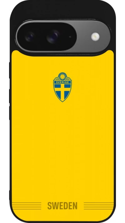 Google Pixel 9 / Pixel 9 Pro Case Hülle - Silikon schwarz Schweden 2026 personalisierbares Fussballtrikot