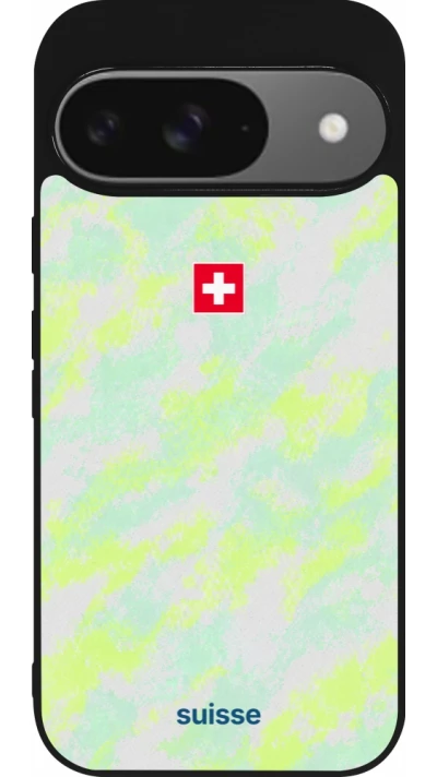 Google Pixel 9 / Pixel 9 Pro Case Hülle - Silikon schwarz Schweiz Away 2026 personalisierbares Fussballtrikot