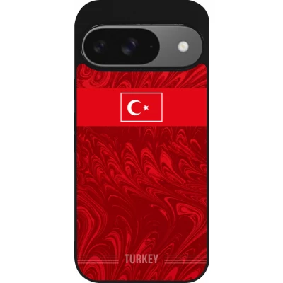 Coque Google Pixel 9 / Pixel 9 Pro - Silicone rigide noir Maillot de football Turquie 2026 personnalisable