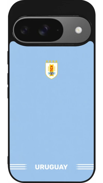 Google Pixel 9 / Pixel 9 Pro Case Hülle - Silikon schwarz Uruguay 2026 personalisierbares Fussballtrikot
