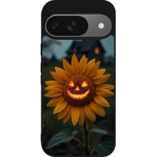 Coque Google Pixel 9 / Pixel 9 Pro - Silicone rigide noir Halloween 2026 Evil Sunflower