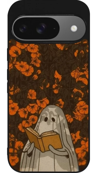 Coque Google Pixel 9 / Pixel 9 Pro - Silicone rigide noir Halloween 2026 Ghost reading