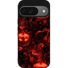 Coque Google Pixel 9 / Pixel 9 Pro - Silicone rigide noir Halloween 2026 Pattern Halloween