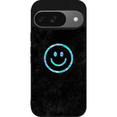 Google Pixel 9 / Pixel 9 Pro Case Hülle - Silikon schwarz Happy smiley irisirt