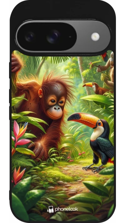 Google Pixel 9 / Pixel 9 Pro Case Hülle - Silikon schwarz Tropischer Dschungel Tayrona