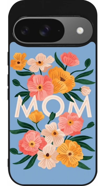 Google Pixel 9 / Pixel 9 Pro Case Hülle - Silikon schwarz Mom 2026 Flowers