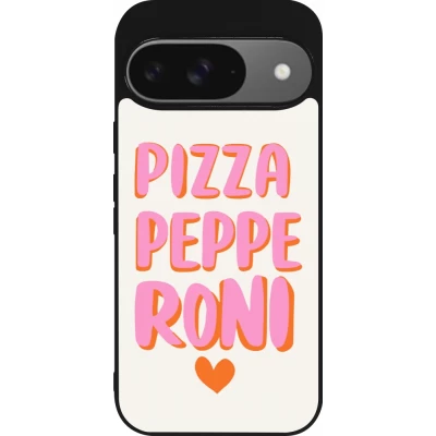 Coque Google Pixel 9 / Pixel 9 Pro - Silicone rigide noir Pizza pepperoni 2026