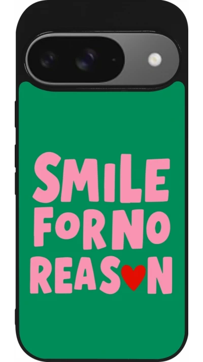 Coque Google Pixel 9 / Pixel 9 Pro - Silicone rigide noir Smile for no reason 2026