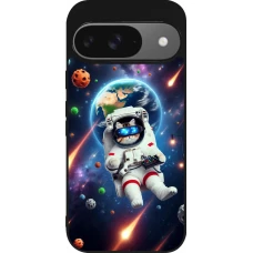 Coque Google Pixel 9 / Pixel 9 Pro - Silicone rigide noir VR SpaceCat Odyssey