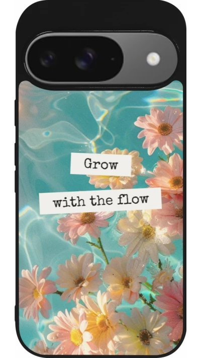 Coque Google Pixel 9 / Pixel 9 Pro - Silicone rigide noir Summer 2025 Grow with the flow