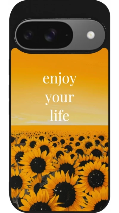 Google Pixel 9 / Pixel 9 Pro Case Hülle - Silikon schwarz Summer 2026 Enjoy your life
