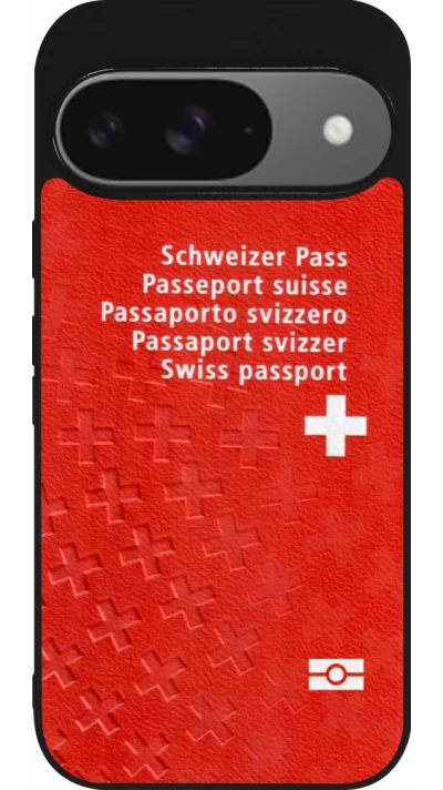 Google Pixel 9 / Pixel 9 Pro Case Hülle - Silikon schwarz Swiss Passport