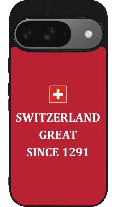 Coque Google Pixel 9 / Pixel 9 Pro - Silicone rigide noir Switzerland Great Since 1291