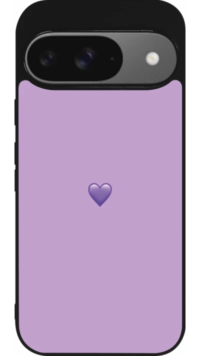 Google Pixel 9 / Pixel 9 Pro Case Hülle - Silikon schwarz Valentine 2023 purpule single heart