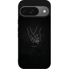 Google Pixel 9 / Pixel 9 Pro Case Hülle - Silikon schwarz Valentine 2023 hands forever