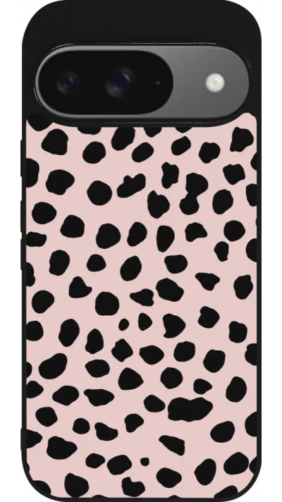 Coque Google Pixel 9 / Pixel 9 Pro - Silicone rigide noir Wild Leopard Pink