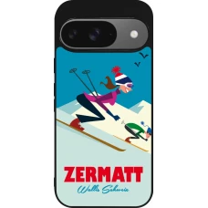 Google Pixel 9 / Pixel 9 Pro Case Hülle - Silikon schwarz Zermatt Ski Downhill