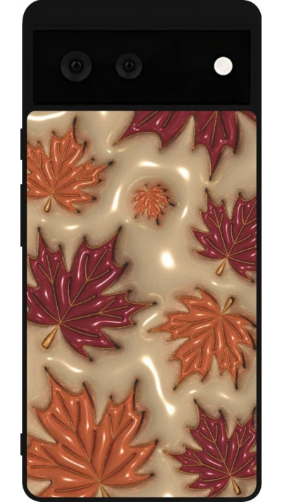 Coque Google Pixel 6 - Silicone rigide noir Autumn 26 3D leaves
