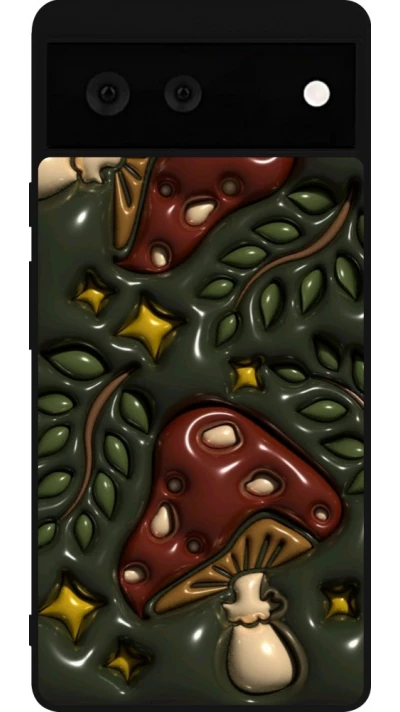 Coque Google Pixel 6 - Silicone rigide noir Autumn 26 3D mushrooms