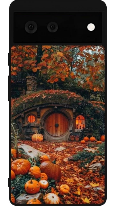 Coque Google Pixel 6 - Silicone rigide noir Autumn 26 Hobbit house