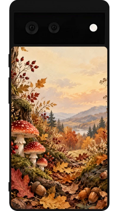 Coque Google Pixel 6 - Silicone rigide noir Autumn 26 Illustrated Autumn