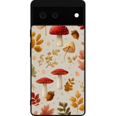 Google Pixel 6 Case Hülle - Silikon schwarz Autumn 26 Mushrooms and leaves