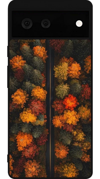 Coque Google Pixel 6 - Silicone rigide noir Autumn 26 Road in autumn