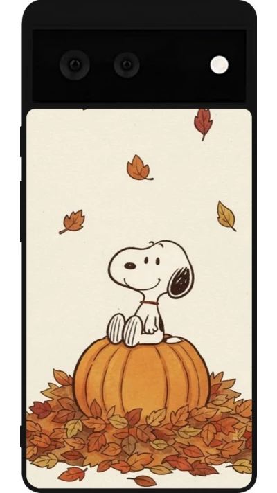 Coque Google Pixel 6 - Silicone rigide noir Autumn 26 Snoopy autumn