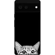 Coque Google Pixel 6 - Silicone rigide noir Cat Looking Up Black