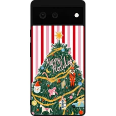Coque Google Pixel 6 - Silicone rigide noir Christmas 25 Happy Holiday
