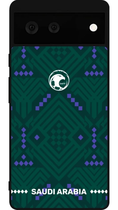 Google Pixel 6 Case Hülle - Silikon schwarz Saudi Arabien 2026 personalisierbares Fussballtrikot
