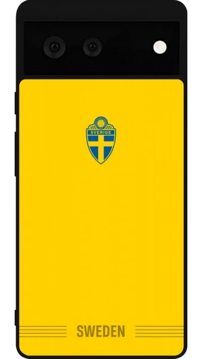 Google Pixel 6 Case Hülle - Silikon schwarz Schweden 2026 personalisierbares Fussballtrikot
