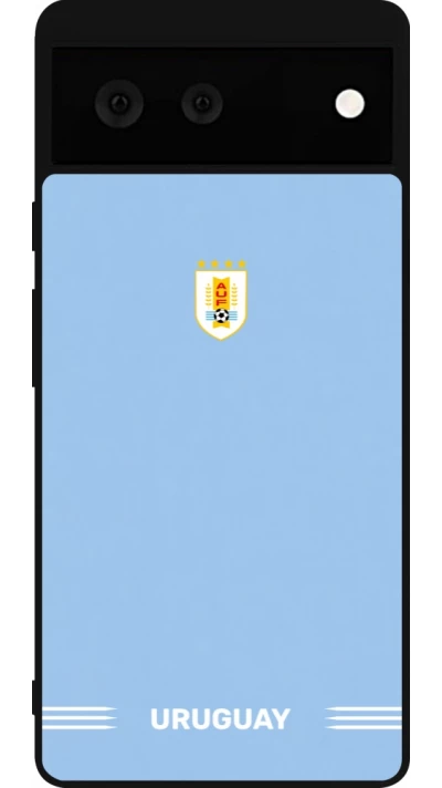 Google Pixel 6 Case Hülle - Silikon schwarz Uruguay 2026 personalisierbares Fussballtrikot