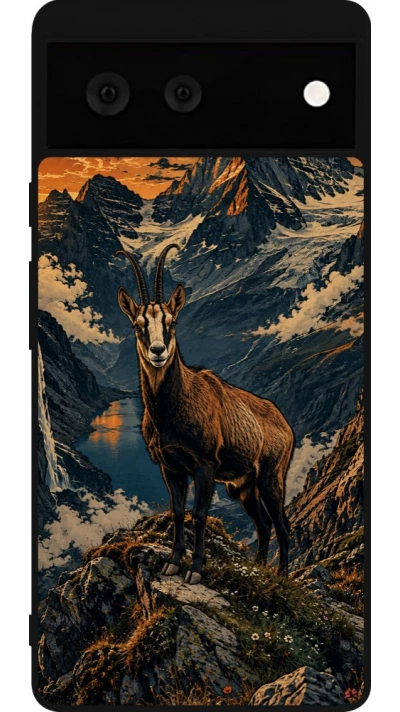 Coque Google Pixel 6 - Silicone rigide noir Linocut Chamois