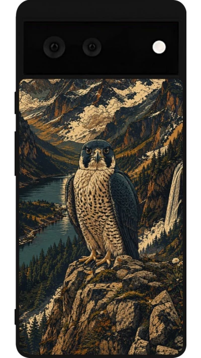 Coque Google Pixel 6 - Silicone rigide noir Linocut Faucun pèlerin