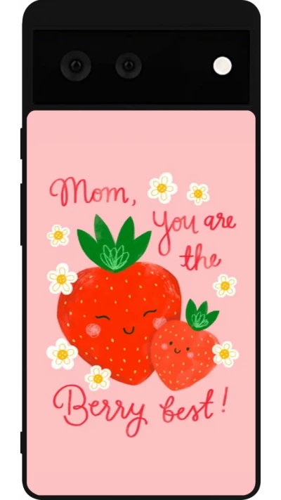 Coque Google Pixel 6 - Silicone rigide noir Mom 2026 Berry best