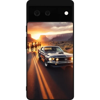 Coque Google Pixel 6 - Silicone rigide noir Mustang 69 Grand Canyon