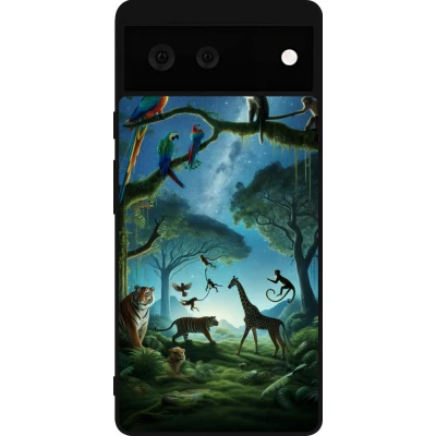 Google Pixel 6 Case Hülle - Silikon schwarz Paradies der exotischen Tiere