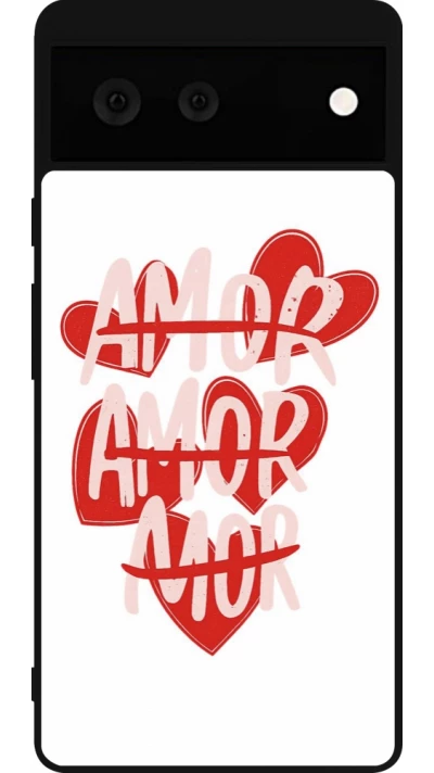 Coque Google Pixel 6 - Silicone rigide noir Saint Valentines Day 26 Amor