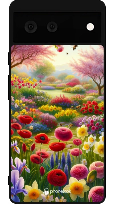 Coque Google Pixel 6 - Silicone rigide noir Spring 25 Bouquet printemps