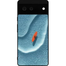 Coque Google Pixel 6 - Silicone rigide noir Orange surf Summer 2026