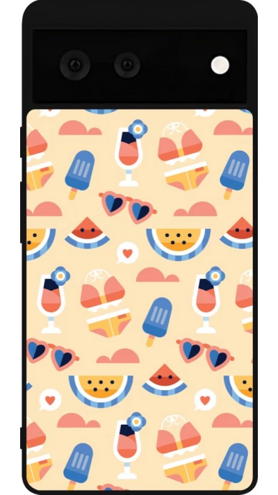 Coque Google Pixel 6 - Silicone rigide noir Pattern Summer 2026