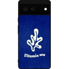 Coque Google Pixel 6 - Silicone rigide noir Vitamin sea Summer 2026