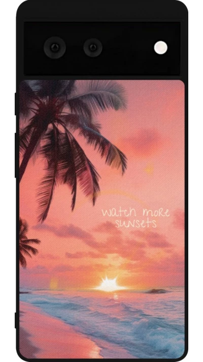 Coque Google Pixel 6 - Silicone rigide noir Watch more sunsets Summer 2026