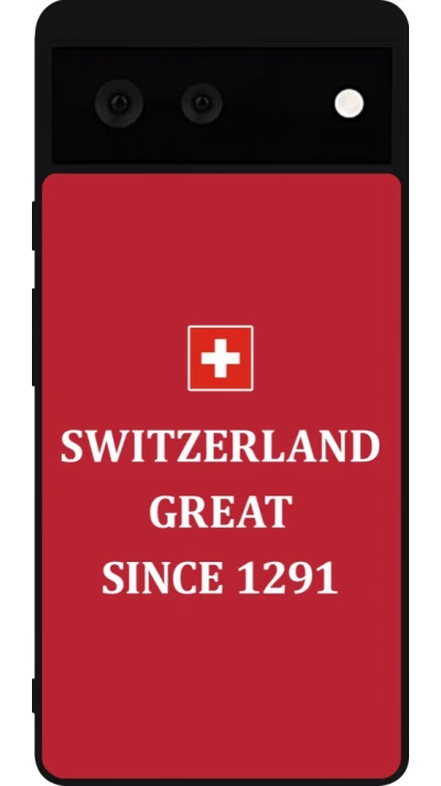 Coque Google Pixel 6 - Silicone rigide noir Switzerland Great Since 1291