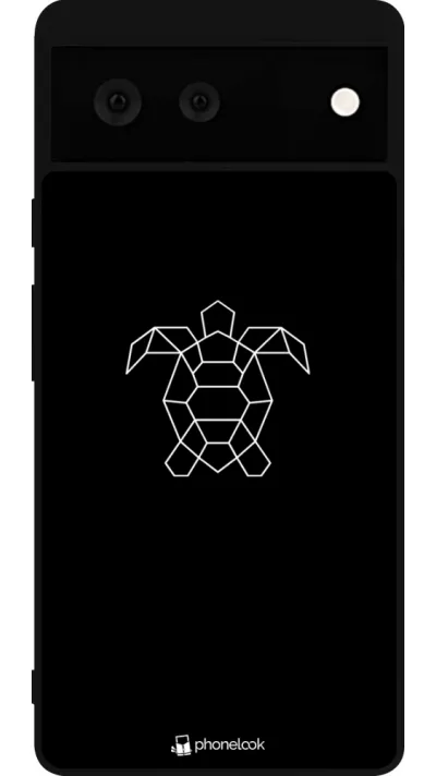 Coque Google Pixel 6 - Silicone rigide noir Turtles lines on black
