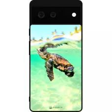 Coque Google Pixel 6 - Silicone rigide noir Turtle Underwater