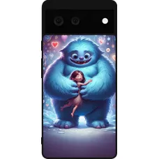 Coque Google Pixel 6 - Silicone rigide noir Valentine 2024 Fluffy Love