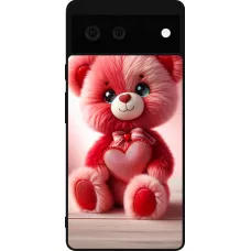 Google Pixel 6 Case Hülle - Silikon schwarz Valentin 2024 Rosaroter Teddybär
